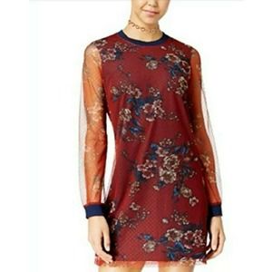 NWOT Be Bop Printed Swiss-Dot Mesh Dress SZ M